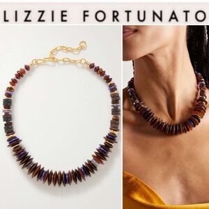 Lizzie Fortunato Amaranth Multi-Stone Horn Brown Gold Necklace 380$
